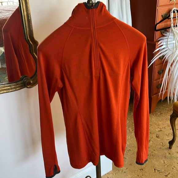 Ibex 1/4 Zip Hoodie Red Orange Gray - Picture 1 of 11